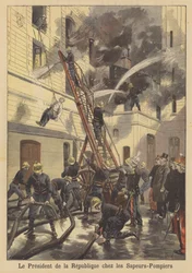 Le président Faure de France visitant les pompiers